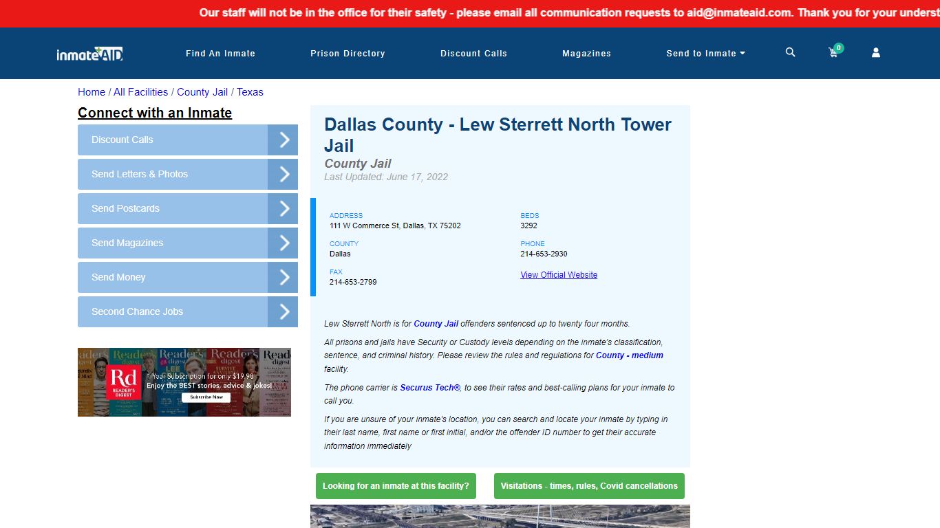 Dallas County - Lew Sterrett North Tower Jail - Inmate ...