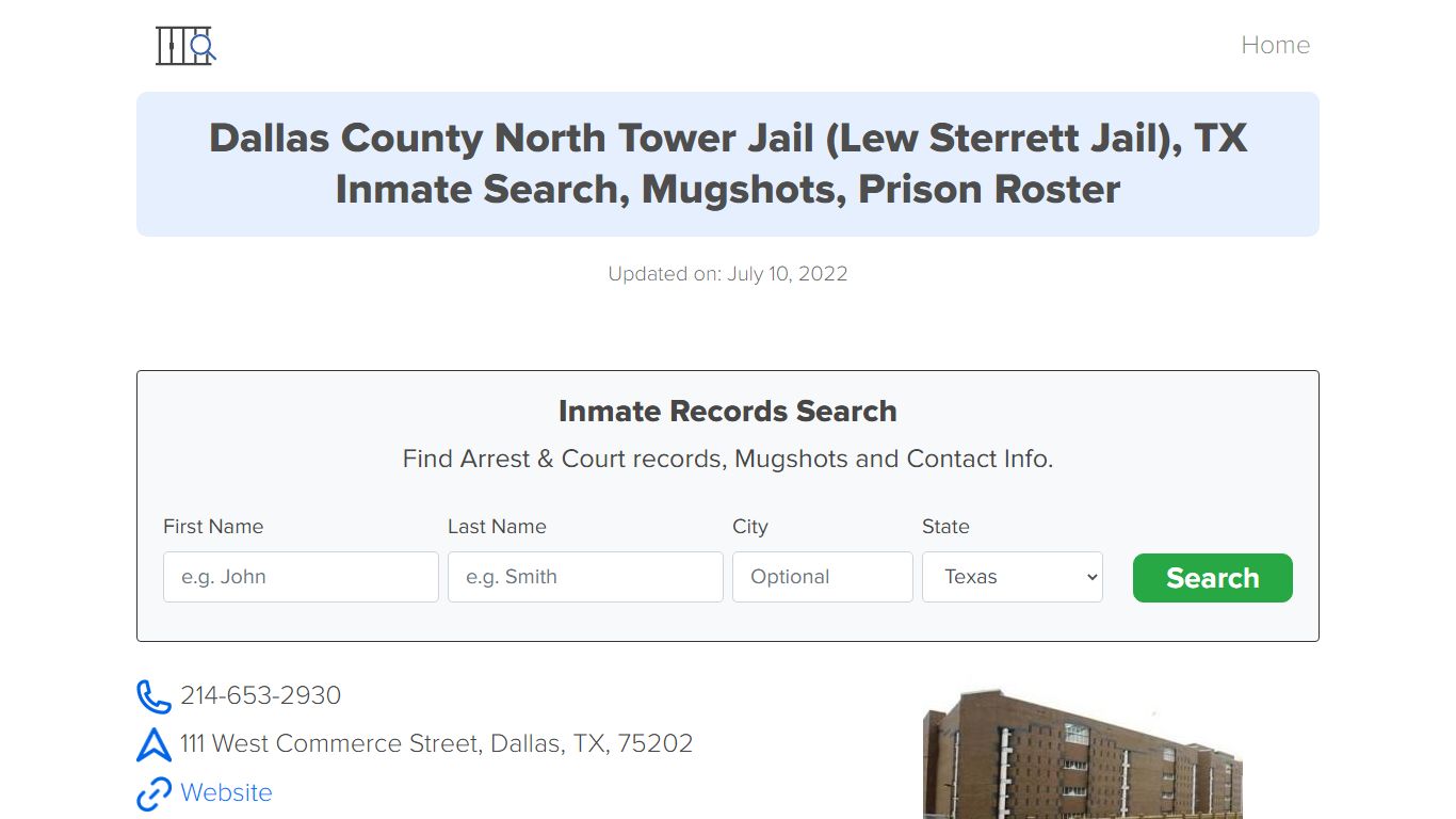 Dallas County North Tower Jail (Lew Sterrett Jail), TX ...